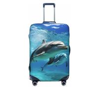 FJWSLCH Marine dolphin Luggage Cover for Suitcase TSA Approved Elastic Suitcase Cover Anti-Scratch Travel Luggage Protector Cover Washable Trolley Case Cover Fit 18-32 Inch Luggage, Black, M