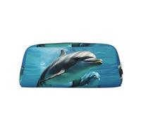 FJWSLCH Marine dolphin Makeup Bag Travel Cosmetic Bag for Women Men Pencil Case Zipper Toiletry Bag Purse, Silver, One Size