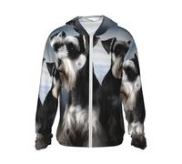 FJWSLCH Men's UPF 50+ Sun Protection Hoodie Jacket Long Sleeve Outdoor Animal schnauzer dog Sun Shirt for Women Zip, Black, XXXL