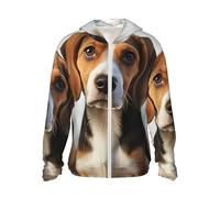 FJWSLCH Men's UPF 50+ Sun Protection Hoodie Jacket Long Sleeve Outdoor Cute Beagle Dog Sun Shirt for Women Zip, Black, S