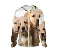 FJWSLCH Men's UPF 50+ Sun Protection Hoodie Jacket Long Sleeve Outdoor Funny Labrador Puppy Dog Sun Shirt for Women Zip, Black, XXL