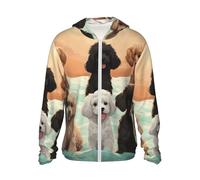 FJWSLCH Men's UPF 50+ Sun Protection Hoodie Jacket Long Sleeve Outdoor Poodles Dogs Sun Shirt for Women Zip, Black, Medium