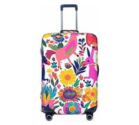 FJWSLCH Mexican Otomi Animals Luggage Cover for Suitcase TSA Approved Elastic Suitcase Cover Anti-Scratch Travel Luggage Protector Cover Washable Trolley Case Cover Fit 18-32 Inch Luggage, Black, S