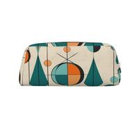 FJWSLCH Mid Century Geometric Makeup Bag Travel Cosmetic Bag for Women Men Pencil Case Zipper Toiletry Bag Purse, Silver, One Size