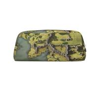 FJWSLCH Middle Earth Map Makeup Bag Travel Cosmetic Bag for Women Men Pencil Case Zipper Toiletry Bag Purse, Silver, One Size