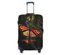 FJWSLCH Monarch Butterflies Luggage Cover for Suitcase TSA Approved Elastic Suitcase Cover Anti-Scratch Travel Luggage Protector Cover Washable Trolley Case Cover Fit 18-32 Inch Luggage, Black, L
