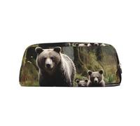 FJWSLCH Mother bear and her cubs Makeup Bag Travel Cosmetic Bag for Women Men Pencil Case Zipper Toiletry Bag Purse, Silver, One Size