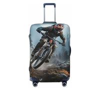 FJWSLCH Mountain Bike Tournament Luggage Cover for Suitcase TSA Approved Elastic Suitcase Cover Anti-Scratch Travel Luggage Protector Cover Washable Trolley Case Cover Fit 18-32 Inch Luggage, Black, L