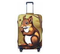 FJWSLCH Nut-eating squirrel Luggage Cover for Suitcase TSA Approved Elastic Suitcase Cover Anti-Scratch Travel Luggage Protector Cover Washable Trolley Case Cover Fit 18-32 Inch Luggage, Black, L