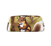 FJWSLCH Nut-eating squirrel Makeup Bag Travel Cosmetic Bag for Women Men Pencil Case Zipper Toiletry Bag Purse, Gold, One Size