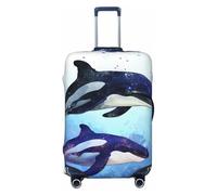 FJWSLCH Orca Killer Whale Luggage Cover for Suitcase TSA Approved Elastic Suitcase Cover Anti-Scratch Travel Luggage Protector Cover Washable Trolley Case Cover Fit 18-32 Inch Luggage, Black, M