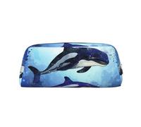FJWSLCH Orca Killer Whale Makeup Bag Travel Cosmetic Bag for Women Men Pencil Case Zipper Toiletry Bag Purse, Silver, One Size