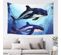 FJWSLCH Orca Killer Whale Tapestry for Bedroom Aesthetic Tapestries Decorative Wall Hanging Tapestry Wall Art Backdrop Wall Tapestry for Dorm Living Room Decor Banner Poster 60"x40"