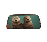 FJWSLCH Otters in Love Makeup Bag Travel Cosmetic Bag for Women Men Pencil Case Zipper Toiletry Bag Purse, Gold, One Size