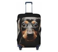 FJWSLCH Pad Dachshund Luggage Cover for Suitcase TSA Approved Elastic Suitcase Cover Anti-Scratch Travel Luggage Protector Cover Washable Trolley Case Cover Fit 18-32 Inch Luggage, Black, S
