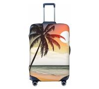 FJWSLCH Palm Tree on Beach Luggage Cover for Suitcase TSA Approved Elastic Suitcase Cover Anti-Scratch Travel Luggage Protector Cover Washable Trolley Case Cover Fit 18-32 Inch Luggage, Black, S