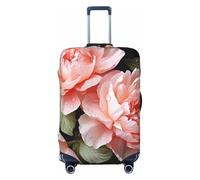 FJWSLCH Peony Flowers Rose Luggage Cover for Suitcase TSA Approved Elastic Suitcase Cover Anti-Scratch Travel Luggage Protector Cover Washable Trolley Case Cover Fit 18-32 Inch Luggage, Black, S