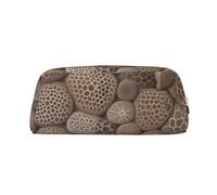 FJWSLCH Petoskey Stone Makeup Bag Travel Cosmetic Bag for Women Men Pencil Case Zipper Toiletry Bag Purse, Gold, One Size