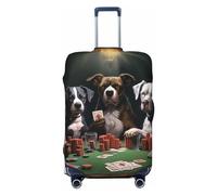 FJWSLCH Playing Poker Dogs Luggage Cover for Suitcase TSA Approved Elastic Suitcase Cover Anti-Scratch Travel Luggage Protector Cover Washable Trolley Case Cover Fit 18-32 Inch Luggage, Black, M