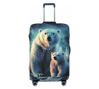 FJWSLCH Polar Bears Northern Lights Luggage Cover for Suitcase TSA Approved Elastic Suitcase Cover Anti-Scratch Travel Luggage Protector Cover Washable Trolley Case Cover Fit 18-32 Inch Luggage,