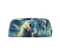 FJWSLCH Polar Bears Northern Lights Makeup Bag Travel Cosmetic Bag for Women Men Pencil Case Zipper Toiletry Bag Purse, Silver, One Size
