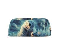 FJWSLCH Polar Bears Northern Lights Makeup Bag Travel Cosmetic Bag for Women Men Pencil Case Zipper Toiletry Bag Purse, Gold, One Size
