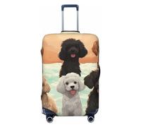 FJWSLCH Poodles Dogs Luggage Cover for Suitcase TSA Approved Elastic Suitcase Cover Anti-Scratch Travel Luggage Protector Cover Washable Trolley Case Cover Fit 18-32 Inch Luggage, Black, M