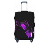 FJWSLCH purple and black butterfly Luggage Cover for Suitcase TSA Approved Elastic Suitcase Cover Anti-Scratch Travel Luggage Protector Cover Washable Trolley Case Cover Fit 18-32 Inch Luggage, Black,