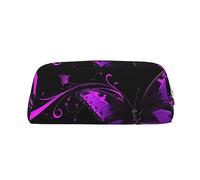 FJWSLCH purple and black butterfly Makeup Bag Travel Cosmetic Bag for Women Men Pencil Case Zipper Toiletry Bag Purse, Gold, One Size
