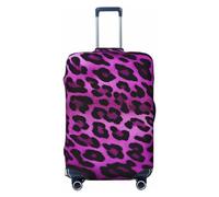 FJWSLCH Purple Leopard Luggage Cover for Suitcase TSA Approved Elastic Suitcase Cover Anti-Scratch Travel Luggage Protector Cover Washable Trolley Case Cover Fit 18-32 Inch Luggage, Black, L