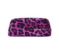 FJWSLCH Purple Leopard Makeup Bag Travel Cosmetic Bag for Women Men Pencil Case Zipper Toiletry Bag Purse, Silver, One Size