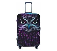 FJWSLCH Purple Owl Luggage Cover for Suitcase TSA Approved Elastic Suitcase Cover Anti-Scratch Travel Luggage Protector Cover Washable Trolley Case Cover Fit 18-32 Inch Luggage, Black, XL