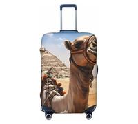 FJWSLCH Pyramid Camel Luggage Cover for Suitcase TSA Approved Elastic Suitcase Cover Anti-Scratch Travel Luggage Protector Cover Washable Trolley Case Cover Fit 18-32 Inch Luggage, Black, S