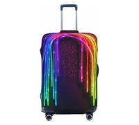 FJWSLCH Rainbow Neon Luggage Cover for Suitcase TSA Approved Elastic Suitcase Cover Anti-Scratch Travel Luggage Protector Cover Washable Trolley Case Cover Fit 18-32 Inch Luggage, Black, M