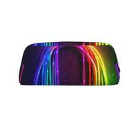 FJWSLCH Rainbow Neon Makeup Bag Travel Cosmetic Bag for Women Men Pencil Case Zipper Toiletry Bag Purse, Silver, One Size