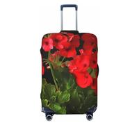 FJWSLCH Red geraniums Luggage Cover for Suitcase TSA Approved Elastic Suitcase Cover Anti-Scratch Travel Luggage Protector Cover Washable Trolley Case Cover Fit 18-32 Inch Luggage, Black, XL