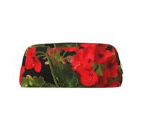 FJWSLCH Red geraniums Makeup Bag Travel Cosmetic Bag for Women Men Pencil Case Zipper Toiletry Bag Purse, Silver, One Size