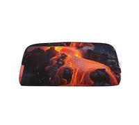 FJWSLCH Red Hot Lava from Kilauea Volcano Makeup Bag Travel Cosmetic Bag for Women Men Pencil Case Zipper Toiletry Bag Purse, Silver, One Size