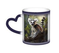 FJWSLCH Ringtailed Lemur Mug Color Changing Mug Starry Night Heat Sensitive Mug Novelty Magic Tea Cup Funny Water Cup Ceramic Coffee Mug Gifts for Men Women Blue