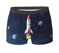 FJWSLCH Rocket in Space Boxer Briefs for Men Breathable Men's Underwear Comfortable Stretch Trunks Underwear, Black, XL