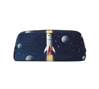 FJWSLCH Rocket in Space Makeup Bag Travel Cosmetic Bag for Women Men Pencil Case Zipper Toiletry Bag Purse, Gold, One Size