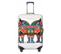 FJWSLCH Runner Swedish Dala Horse Folk Luggage Cover for Suitcase TSA Approved Elastic Suitcase Cover Anti-Scratch Travel Luggage Protector Cover Washable Trolley Case Cover Fit 18-32 Inch Luggage,