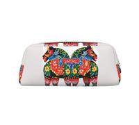 FJWSLCH Runner Swedish Dala Horse Folk Makeup Bag Travel Cosmetic Bag for Women Men Pencil Case Zipper Toiletry Bag Purse, Gold, One Size