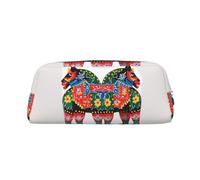 FJWSLCH Runner Swedish Dala Horse Folk Makeup Bag Travel Cosmetic Bag for Women Men Pencil Case Zipper Toiletry Bag Purse, Silver, One Size