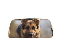 FJWSLCH Running german shepherd dog Makeup Bag Travel Cosmetic Bag for Women Men Pencil Case Zipper Toiletry Bag Purse, Gold, One Size