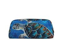 FJWSLCH Sea Turtle-Blue Makeup Bag Travel Cosmetic Bag for Women Men Pencil Case Zipper Toiletry Bag Purse, Gold, One Size
