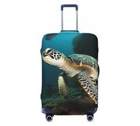 FJWSLCH Sea Turtle Luggage Cover for Suitcase TSA Approved Elastic Suitcase Cover Anti-Scratch Travel Luggage Protector Cover Washable Trolley Case Cover Fit 18-32 Inch Luggage, Black, XL
