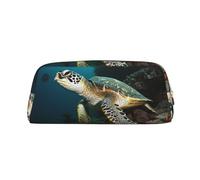 FJWSLCH Sea Turtle Makeup Bag Travel Cosmetic Bag for Women Men Pencil Case Zipper Toiletry Bag Purse, Gold, One Size