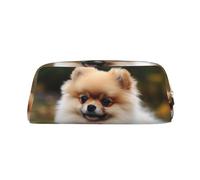 FJWSLCH Short-haired pomeranian dog Makeup Bag Travel Cosmetic Bag for Women Men Pencil Case Zipper Toiletry Bag Purse, Gold, One Size