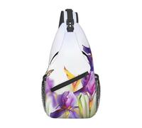 FJWSLCH Small Sling Bag for Women Men Iris Flower Butterfly Crossbody Bag Casual Hiking Chest Bags Fashion Fanny Pack, Black, One Size, Travel Backpacks